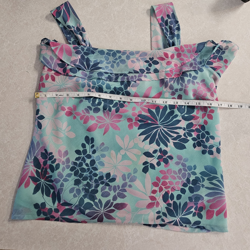 Mixit Floral Ruffle Top - Blue and Pink - Picture 3 of 7